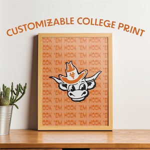 Custom College Wall Prints | Trendy Preppy Wall Print | Custom Wall Decor | College Mascot | Texas | LSU | Vols | USC | Alabama