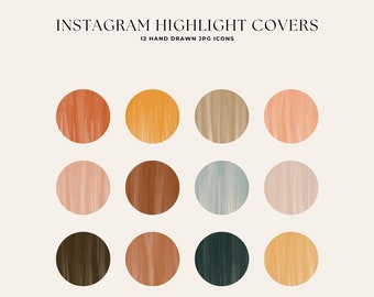 12 Instagram Highlight Covers, Instagram Story Icons, Set of Colorful and Boho Icons