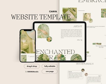 Canva Website Template, One page Website with Elegant Aesthetic, Minimalist Portfolio, Website for Freelancer
