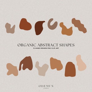 Clip Art de Formes Abstraites, Formes Organiques PNG, Eléments géométriques dessinées à la main, Téléchargement Instantané