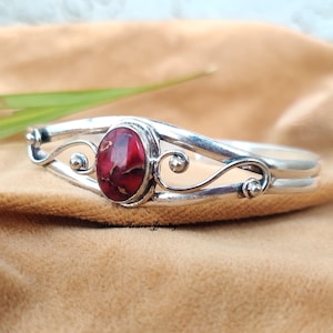 Kingman Rad Rose Dahlia Turquoise Bangle, Solid 925 Sterling Silver Bangle, Beautiful Dainty Bangle Unique Ladies Bracelet, Gift For Her