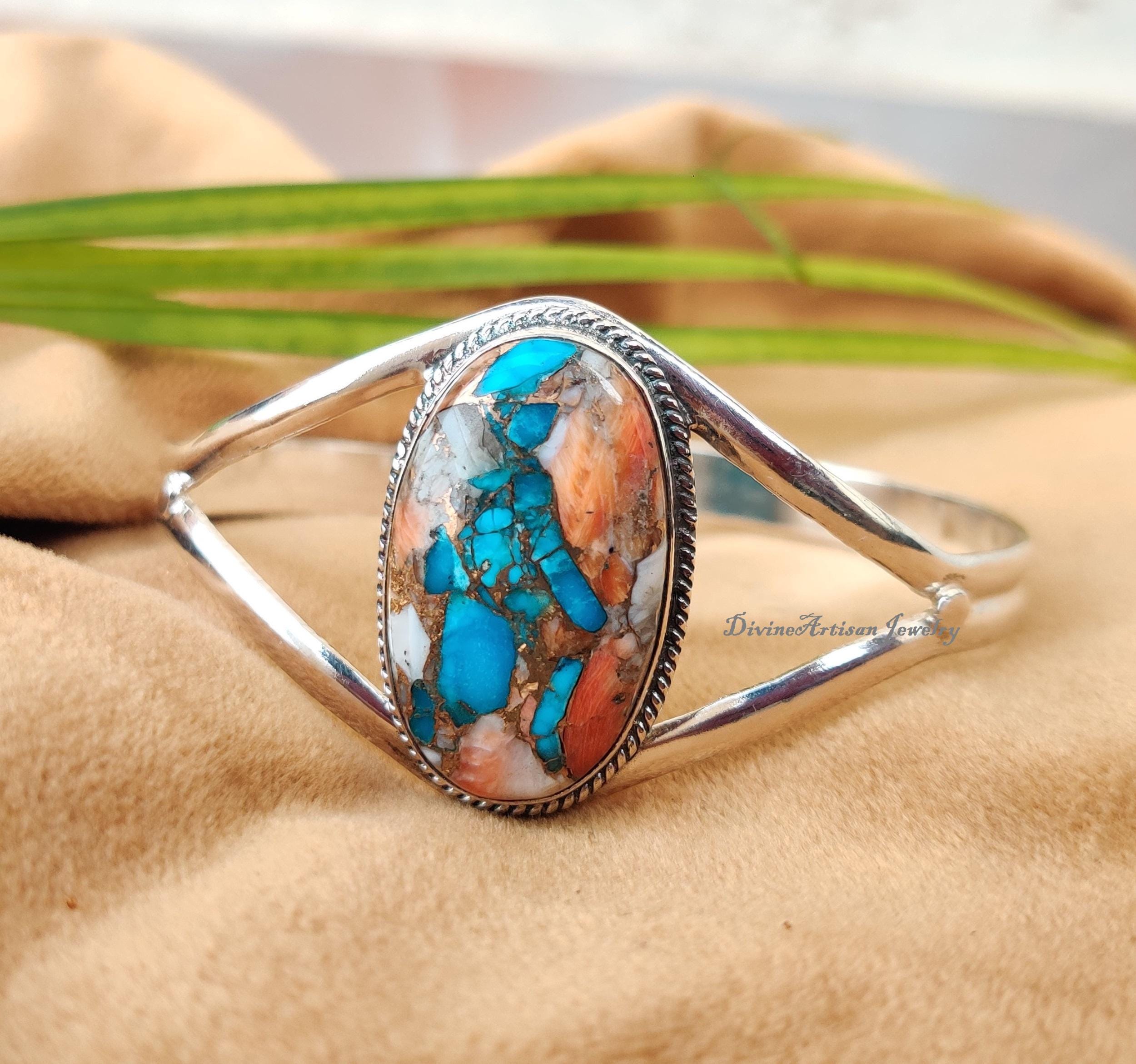 AAA+ Oyster Copper Turquoise Bangle, Elegant, Unique Handcrafted