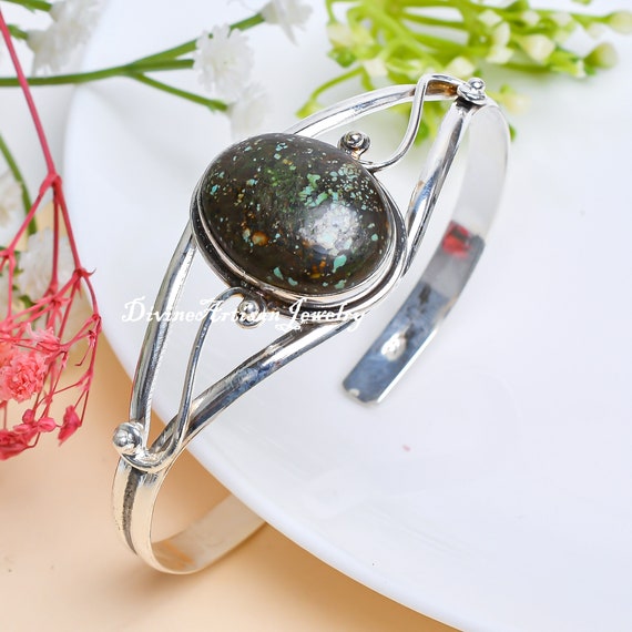 Tibetan Turquoise Silver Bangle, Handmade 925 Sterling Silver Bracelet with  Genuine Turquoise Stone Bangle, Bohemian Artisan Jewelry