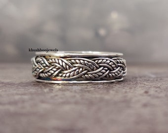 Band Ring, 925 Sterling Silver, Meditation Ring, Handmade Ring, Anxiety Ring, Texture Band, Dainty Ring, Gift For Her, Promised Ring,