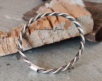 Chucky Twisted Silver Bangle Bold Statement Piece With Unique
