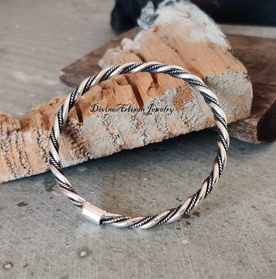 Chucky Twisted Silver Bangle Bold Statement Piece With Unique