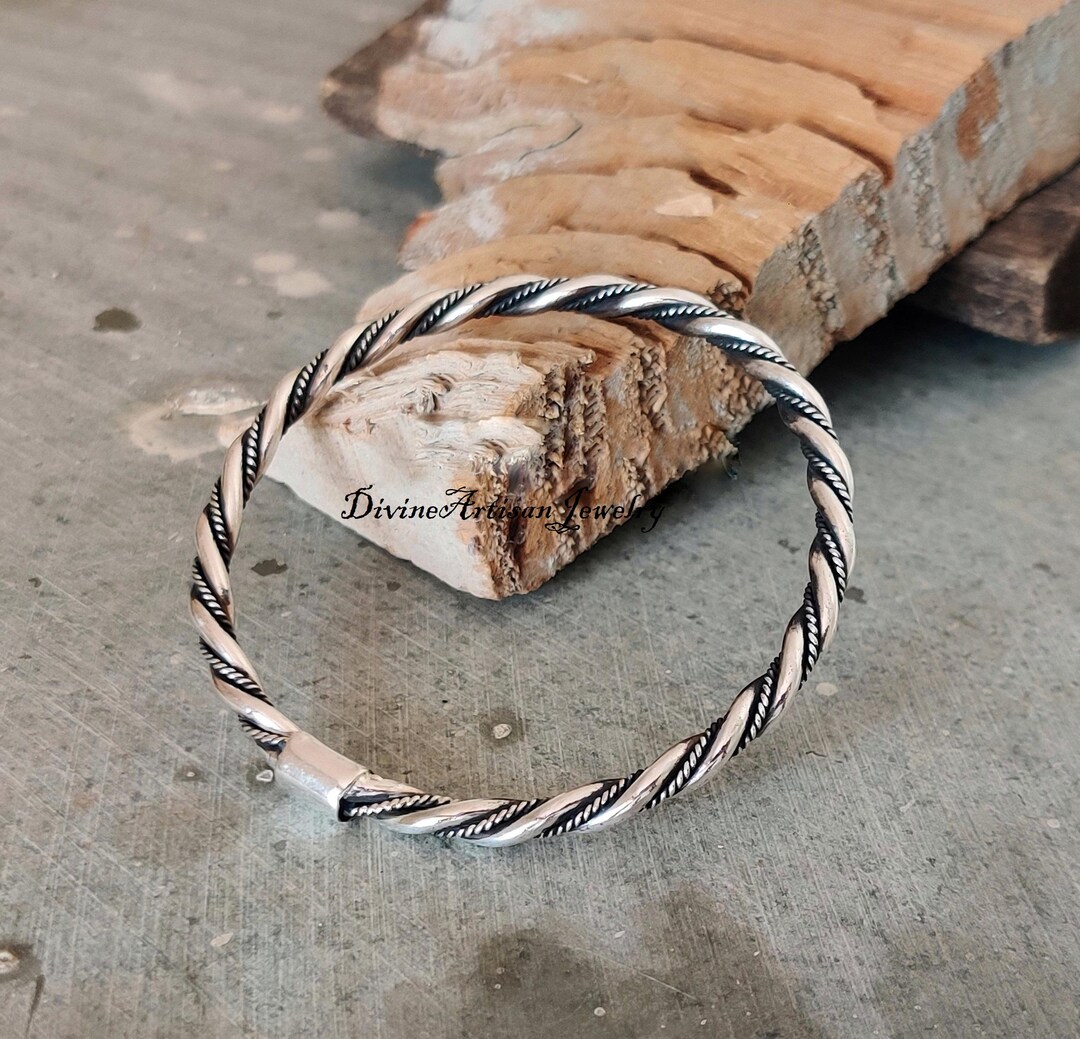 Chucky Twisted Silver Bangle Bold Statement Piece With Unique
