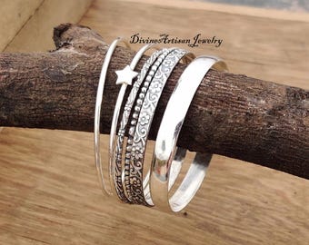 Chucky Twisted Silver Bangle Bold Statement Piece With Unique