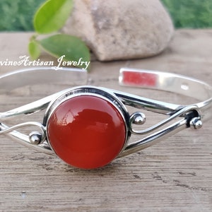 Wonderful Carnelian Bangle, Occasion Bangle, Oval Shape, Birthday Gift, 925 Sterling Silver, Designer Gift, Handmade Bangle, Dainty Bangle,