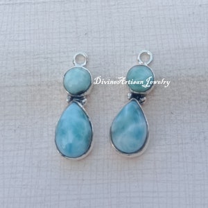 Genuine Larimar Earring, 925 Sterling Silver, Bohemian Earring Handmade Earring, Jewelry For Woman & Girls Ear Wire Earring, Gift For Mom