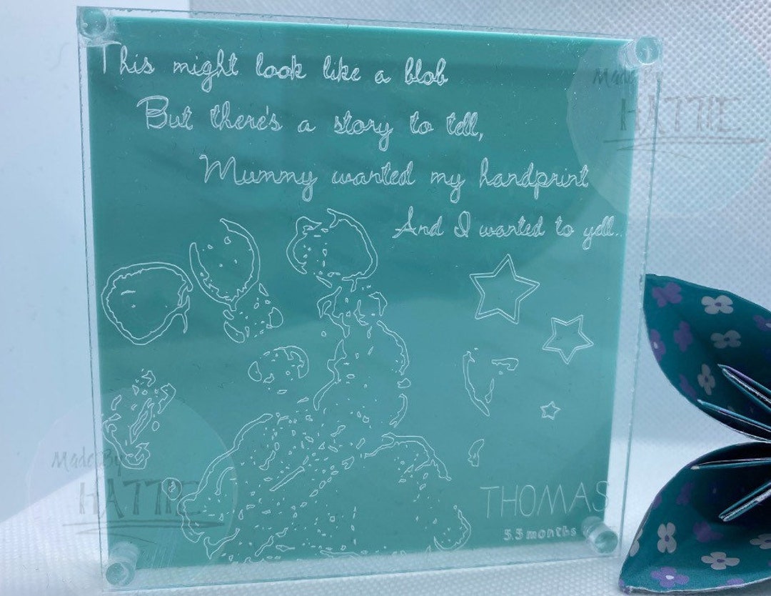 Engraved Baby Handprint, New Baby Keepsake, Baby Gift, Personalised