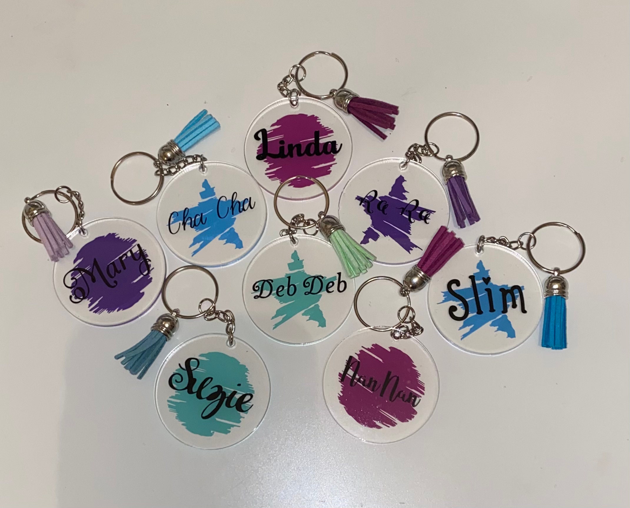 Personalised Key Ring Colour and Name Key Chain Etsy