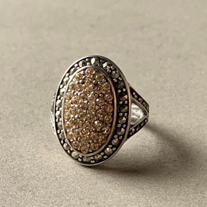 Faux Citrine & Sterling Silver Multi-Stone Oval Cocktail Ring Size 8