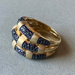 Milor Italy Black Spinel Vermeil Statement Ring Size 10