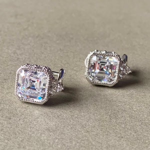 Judith Ripka Cubic Zirconia Sterling Silver Square Lever Back Earrings