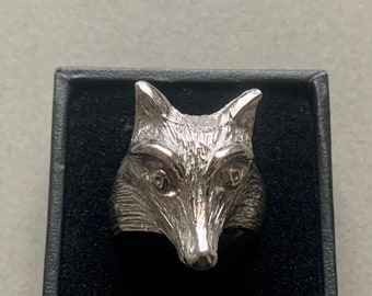 Wolf Head Statement Steel Ring Size 7.5