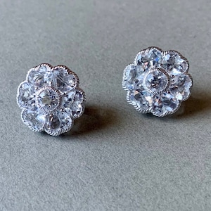 Judith Ripka Cubic Zirconia & Sterling Silver Flower Lever Back Earrings