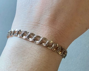 Pulsera de eslabones de cadena martillados de plata de ley