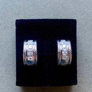 Judith Ripka Cubic Zirconia & Sterling Silver Half Hoop Earrings