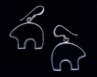 Onyx & Sterling Silber Schwarzer Bär Ohrringe