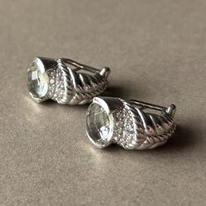 Judith Ripka Prasiolite, Cubic Zirconia, & Sterling Silver Lever Back Earrings