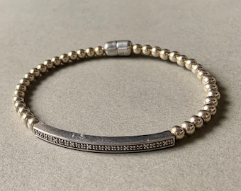 Sterling Silver & Steel Magnetic Clasp Bangle Bracelet