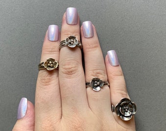 Anillos de flores de plata esterlina de Sherry Tinsman