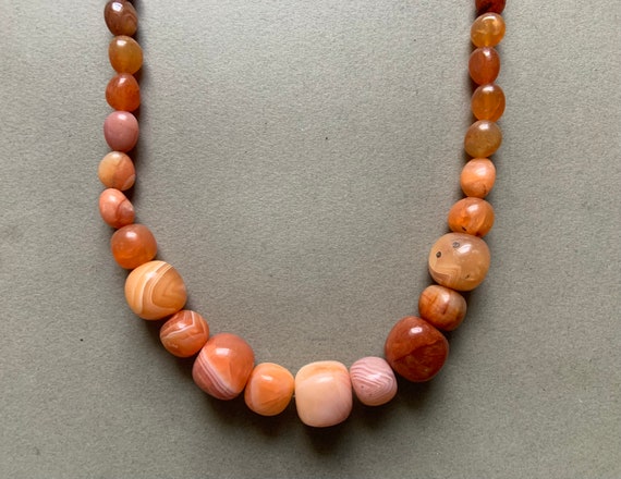 Orange Agate Graduated Beaded Necklace - image 3