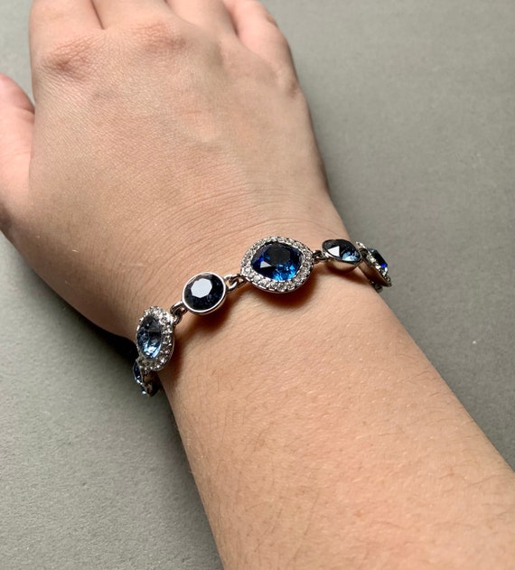 Givenchy Blue Glass Gemstone Vintage Bracelet - image 2