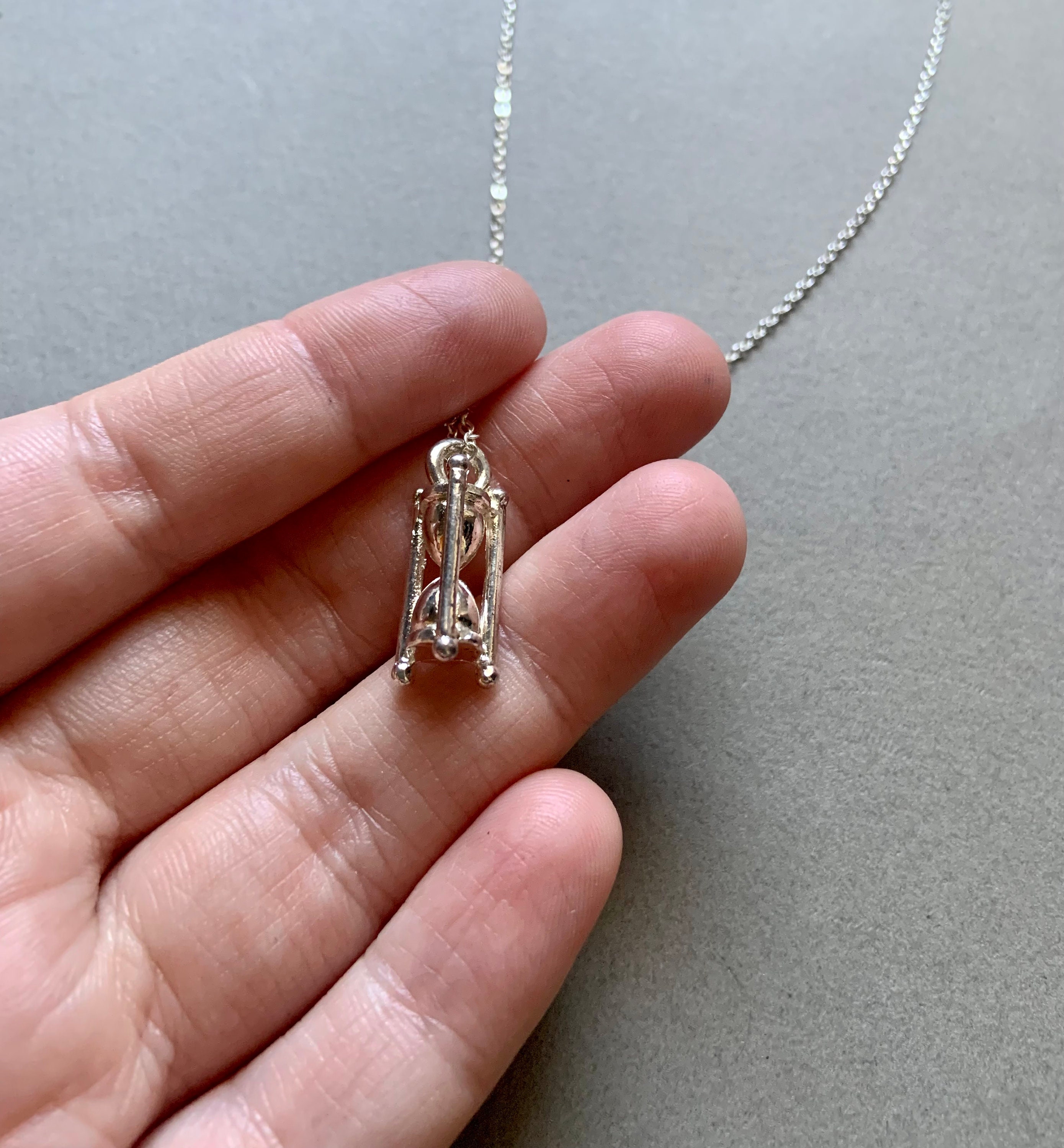 Sterling Silver Hourglass Pendant Necklace Etsy