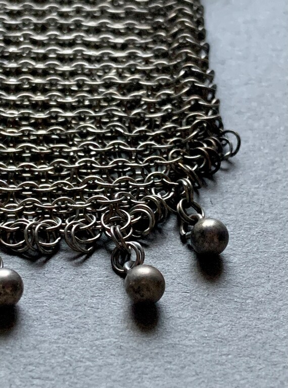 Antique Sterling Silver Chainmail Coin Purse - Gem