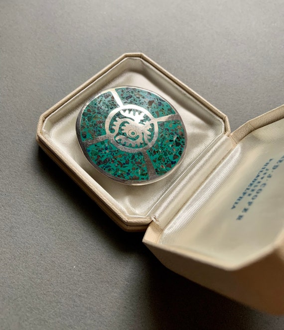 Handmade Mexican Cloisonne Sterling Silver Brooch & Pendant