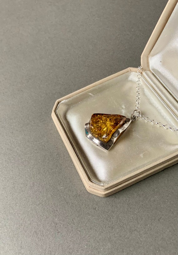 Natural Baltic Amber Sterling Silver Necklace - image 3