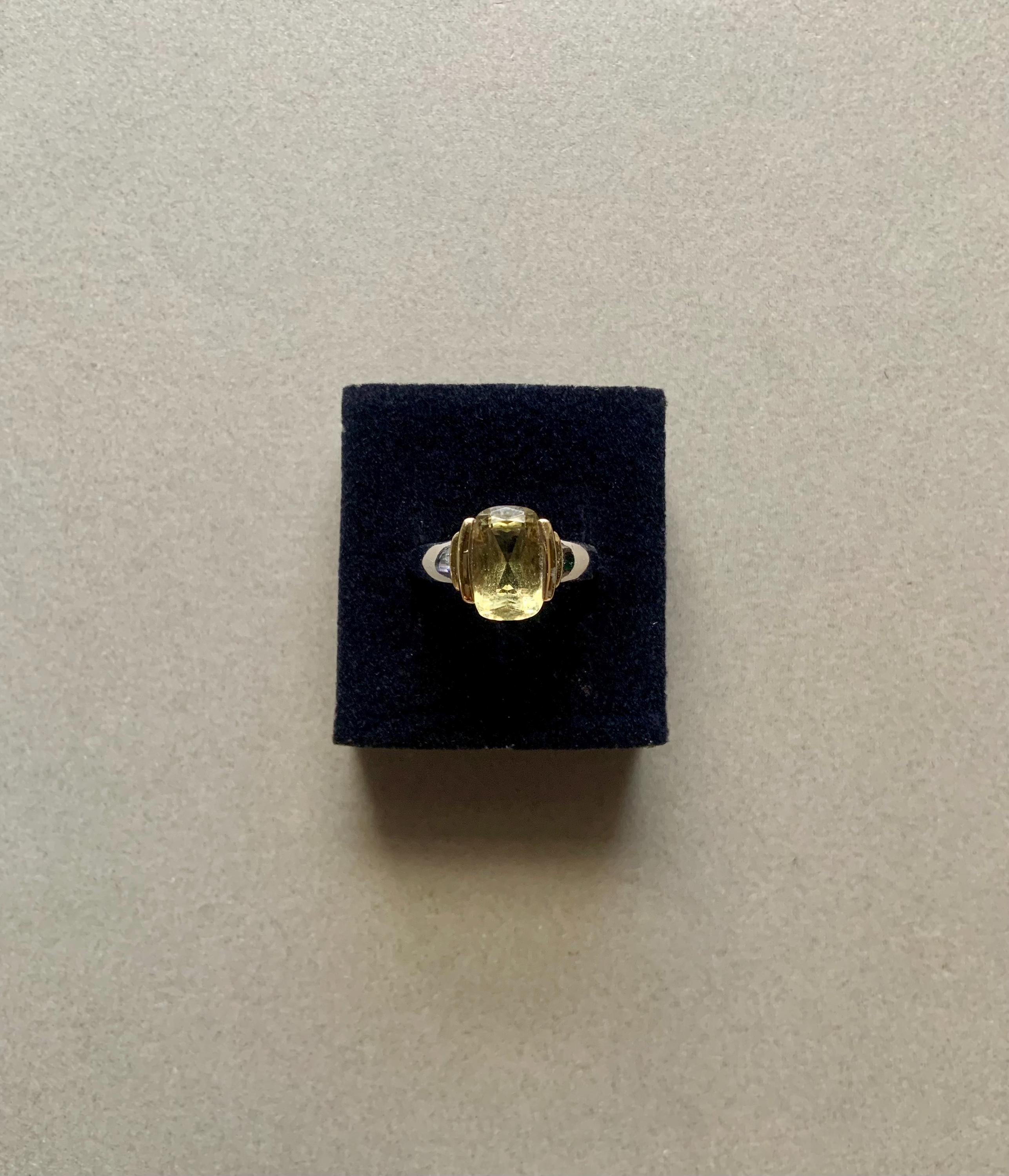 Silver Beryl Rings Golden Beryl Vermeil & Sterling Silver Solitaire Ring Size 8 - Etsy