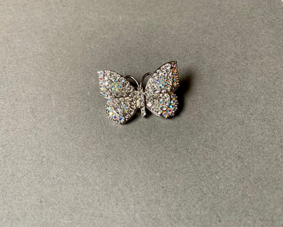 Iridescent Rhinestone Butterfly Brooch - image 2