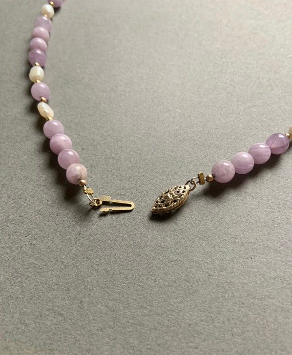 Purple Kunzite and Pearl Beaded Necklace - image 8