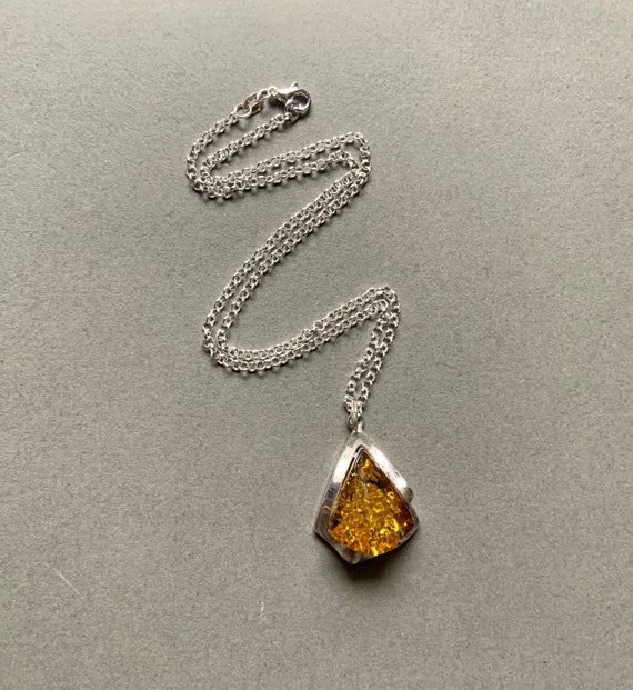 Natural Baltic Amber Sterling Silver Necklace