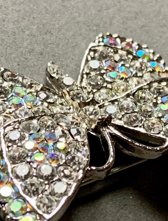 Iridescent Rhinestone Butterfly Brooch - image 6