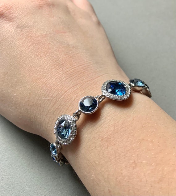 Givenchy Blue Glass Gemstone Vintage Bracelet - image 1