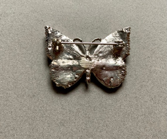 Iridescent Rhinestone Butterfly Brooch - image 7