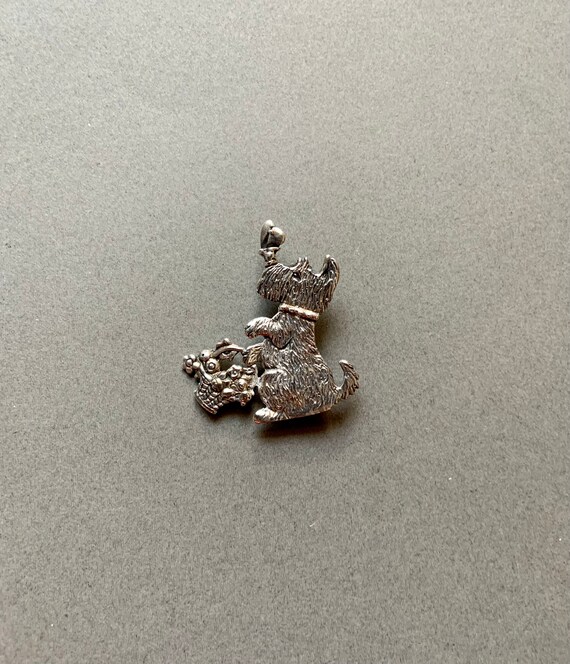 Scottie Dog Brooch by M.E. Vintage Sterling Silver - image 4