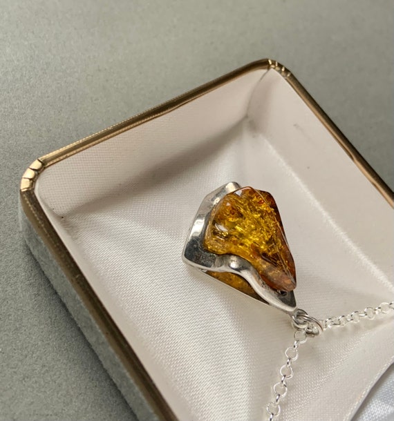 Natural Baltic Amber Sterling Silver Necklace - image 5