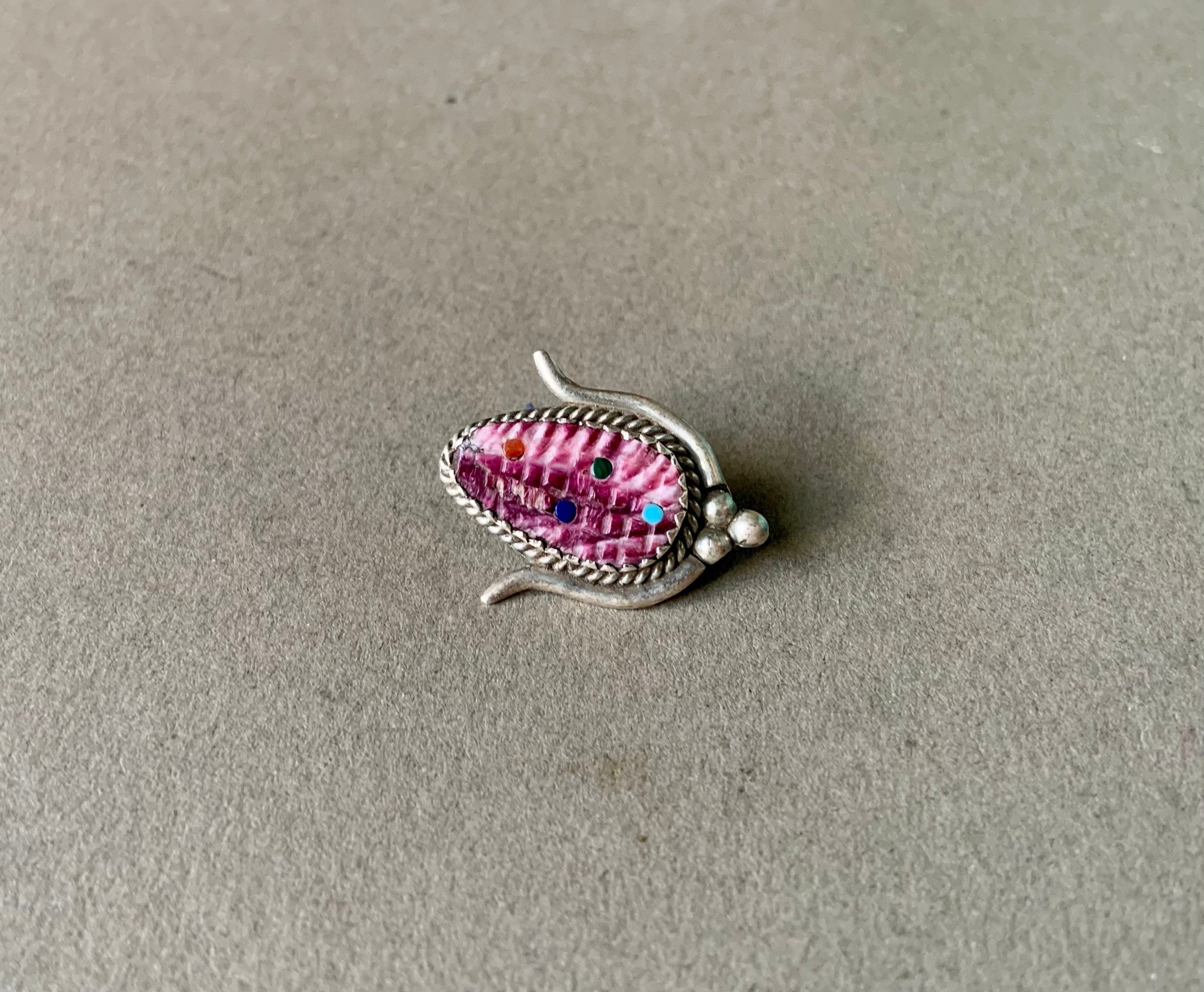 Tracy Bowekaty Handmade Zuni Purple Spiny Oyster Shell & Sterling