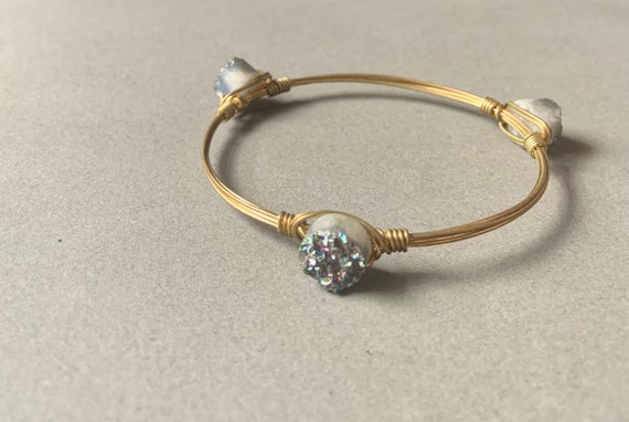 Brass Wire Wrapped Glass Stone/ Crystal Bracelet - image 1