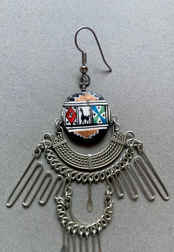 Aztec Wirework Handcrafted Dangle Earrings - image 4
