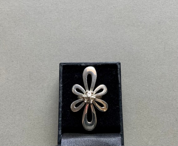 Sterling Silver Flower Statement Ring Signed Turk… - image 3