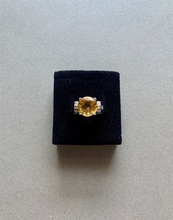 Citrine & Sterling Silver Cocktail Ring Signed GIB