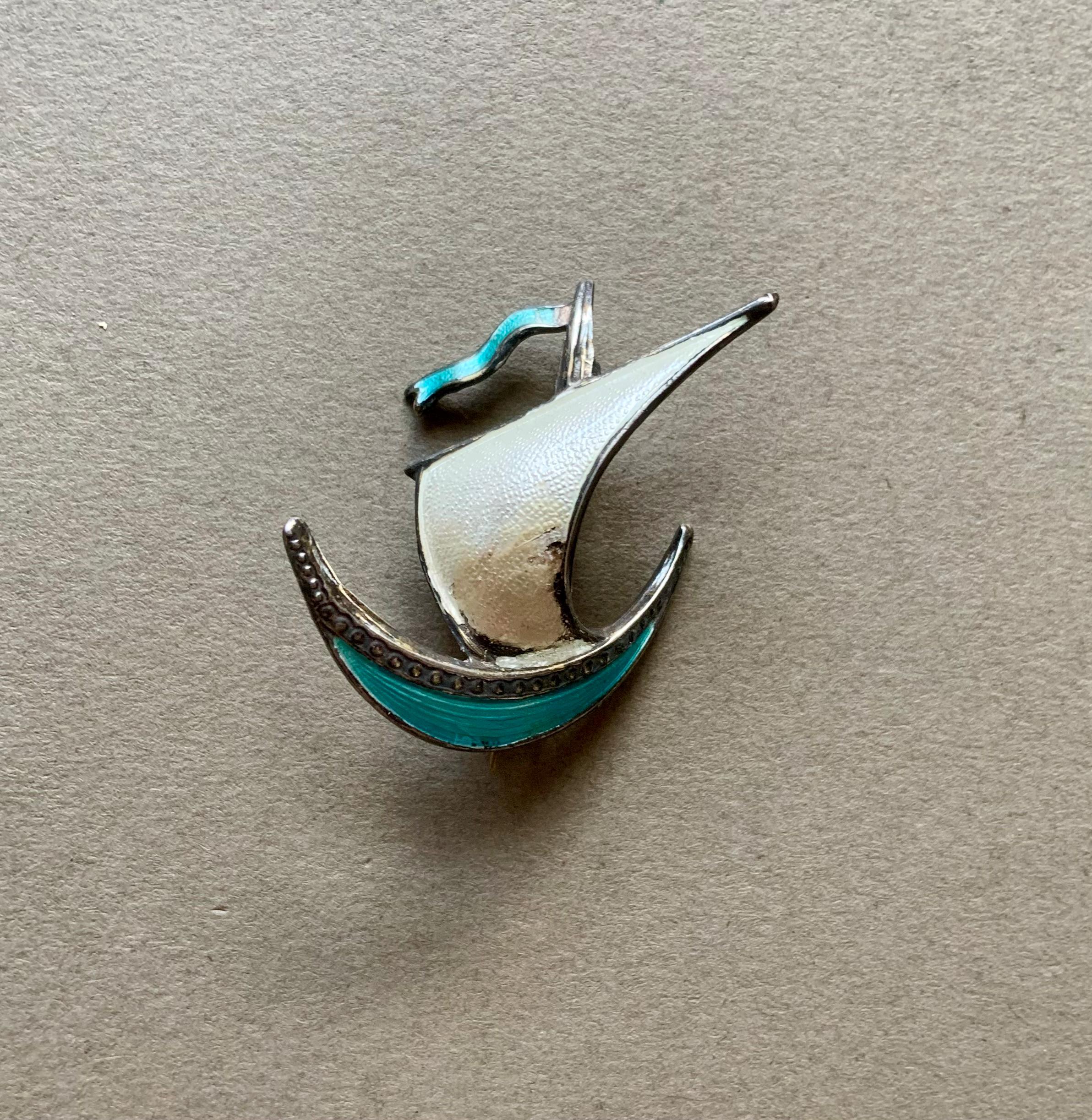 Ivar T. Holth Viking Ship Enamel Sterling Silver Brooch - Etsy
