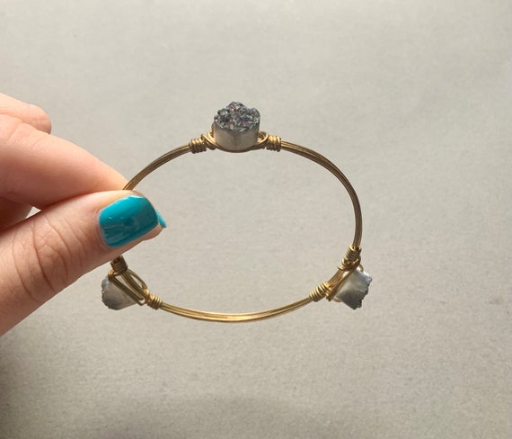 Brass Wire Wrapped Glass Stone/ Crystal Bracelet - image 5