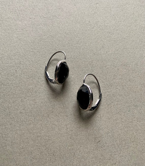 Georg Jensen Onyx & Sterling Silver Leverback Ear… - image 3